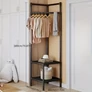 Kép 2/3 - Sarok előszobai ruha és cipőtartó állvány 180 x 45 x cm fekete VG
