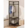 Kép 3/3 - Sarok előszobai ruha és cipőtartó állvány 180 x 45 x cm fekete VG