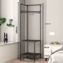 Kép 1/3 - Sarok előszobai ruha és cipőtartó állvány 180 x 45 x cm fekete VG
