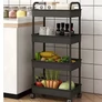 Kép 7/7 - Fürdőszobai-konyhai 4 szintes gurulós tárolópolc, 90 cm magas, fekete