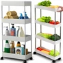 Kép 10/10 - Konyhai-fürdőszobai 4 szintes zsúrkocsi, kerekekkel, 87 x 40 x 13 cm, fehér, RT