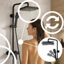 Kép 7/9 - Matt fekete Spa Zuhanykészlet esőzuhannyal, kézi tusolóval és falra szerelhető egykaros csappal