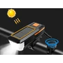 Kép 6/10 - Erős fényű Napelemes és USB-s Cree-T6 LED-es vízálló kerékpár első lámpa, hangos csengővel