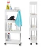 Kép 1/11 - Konyhai-fürdőszobai 4 szintes zsúrkocsi kerekekkel 85 x 38 x 13 cm fehér VG