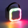 Kép 6/6 - Karaoke szett 2 mikrofon + hordozható hangszóró BLUETOOTH USB LED bézs színben