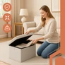 Kép 7/11 - Gray velvet pouf 60x30x30 cm Ruhhy 25994