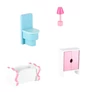 Kép 3/6 - MDF fából készült babaház + bútor 70cm rózsaszín LED