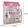 Kép 6/6 - MDF fából készült babaház + bútor 70cm rózsaszín LED