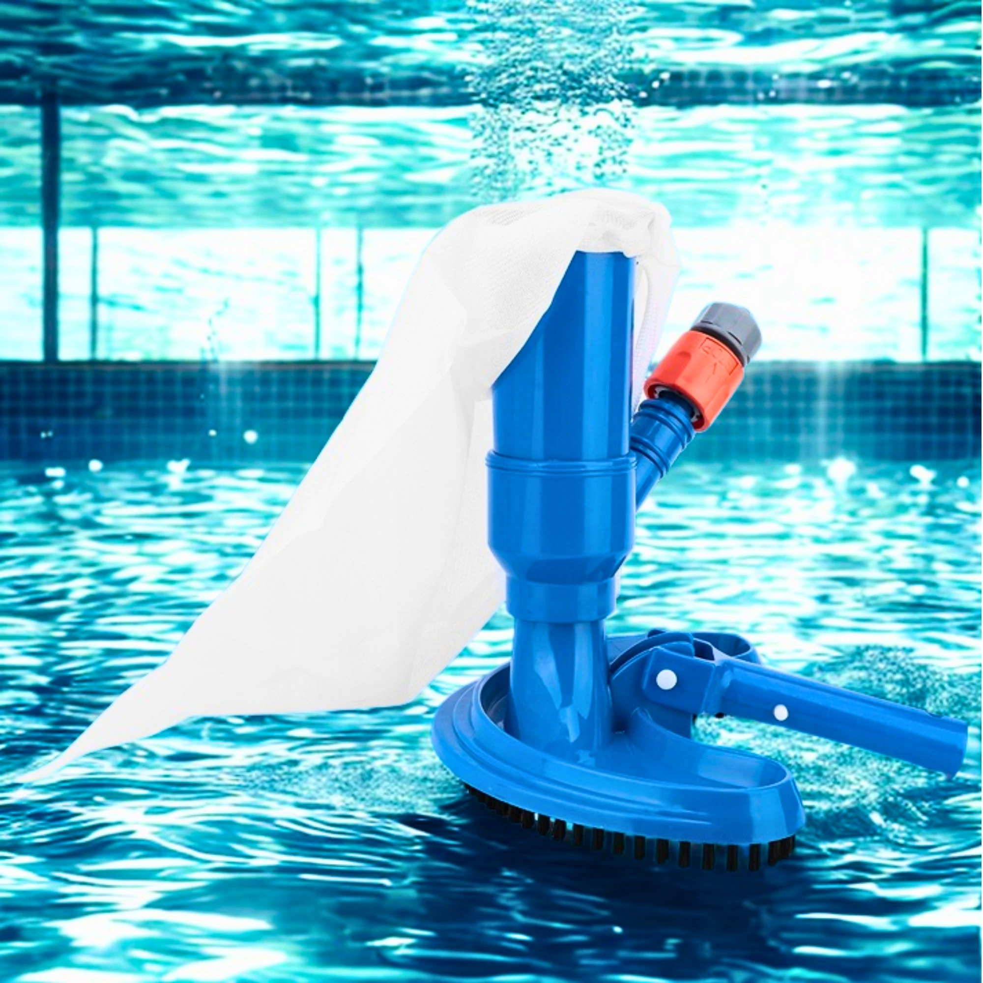 PoolStar medence porszívó szett – kék-fehér, újrafelhasználható zsákkal