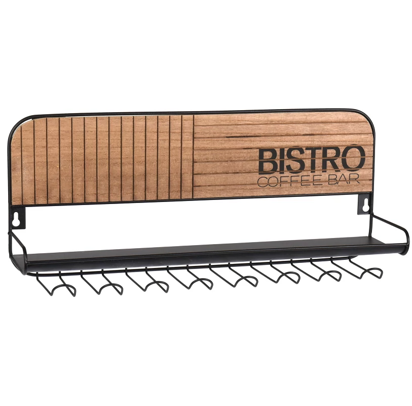 Bistro Coffee Bar, csésze és tárolópolc, 48 x 20 x 12 cm 