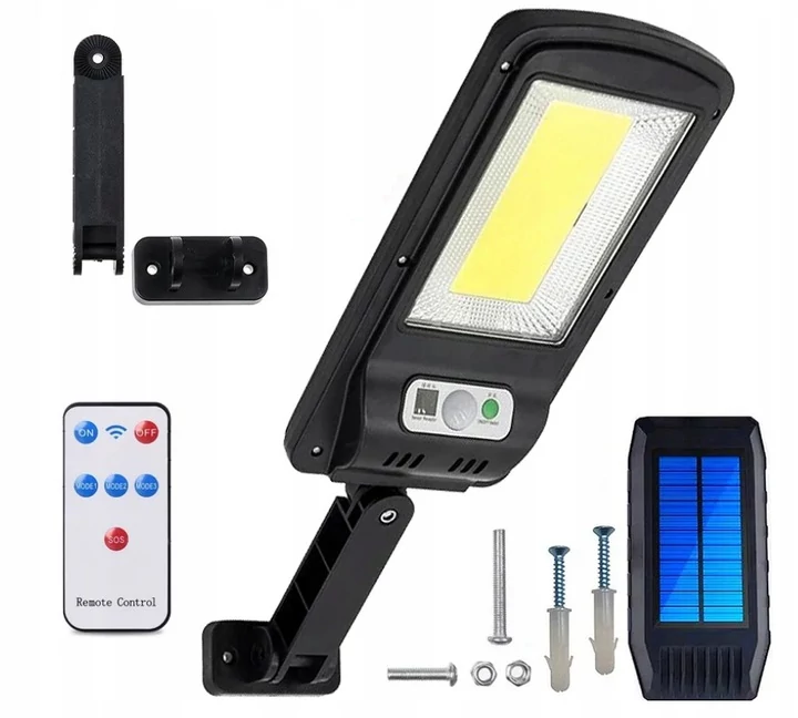 Napelemes, időjárásálló, mozgásérzékelős kültéri LED reflektor, 120 COB LED