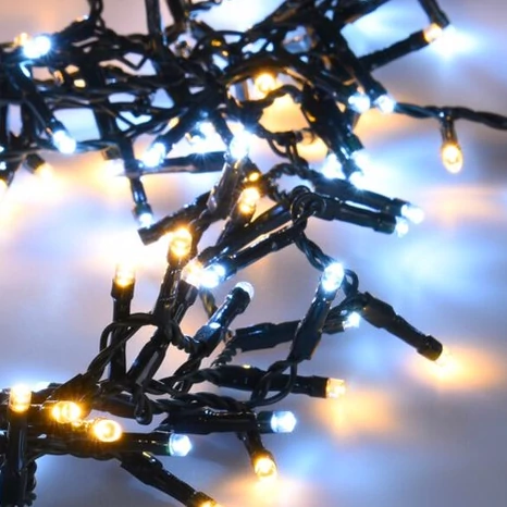 200 LED-es  BOA fényfüzér, kültéri-beltéri elemes, 8 világítási móddal, hideg-meleg fehér, 4 m
