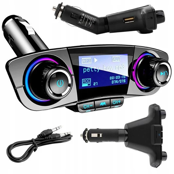 FM bluetooth transmitter és kihangosító, MP3, SD, USB 5.0, 8in1 