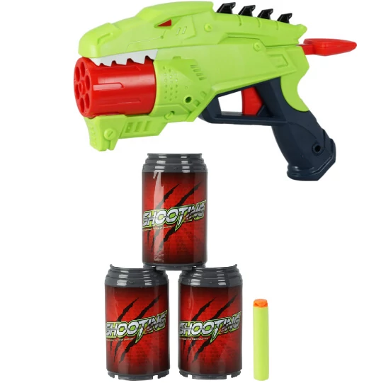 Cápa NERF darts pisztoly 8 DB EVA hab tölténnyel és 3 db palackkal, zöld, 27 x 23 x 5 cm