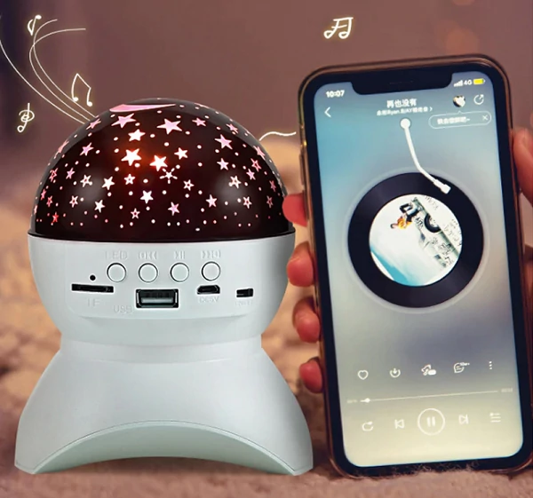 Zenélő, LED Csillagfényes éjjeli lámpa, USB csatlakozóval, fehér
