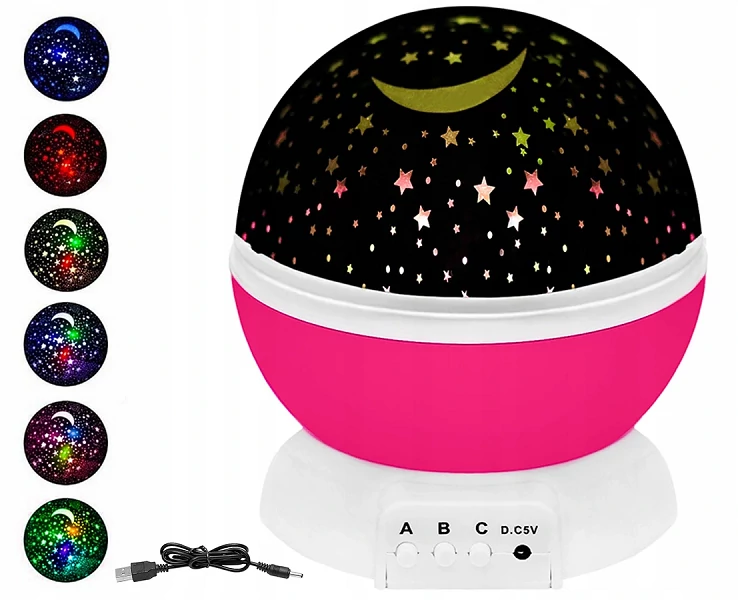 Forgó Csillagfényes éjjeli lampa, pink