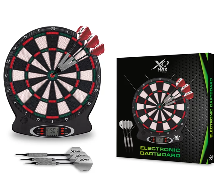 XQmax elektronikus darts tábla, 6 db nyíllal, 1-8 játékos, 18 játék és 159 játékvariáció, 38 x 43 cm
