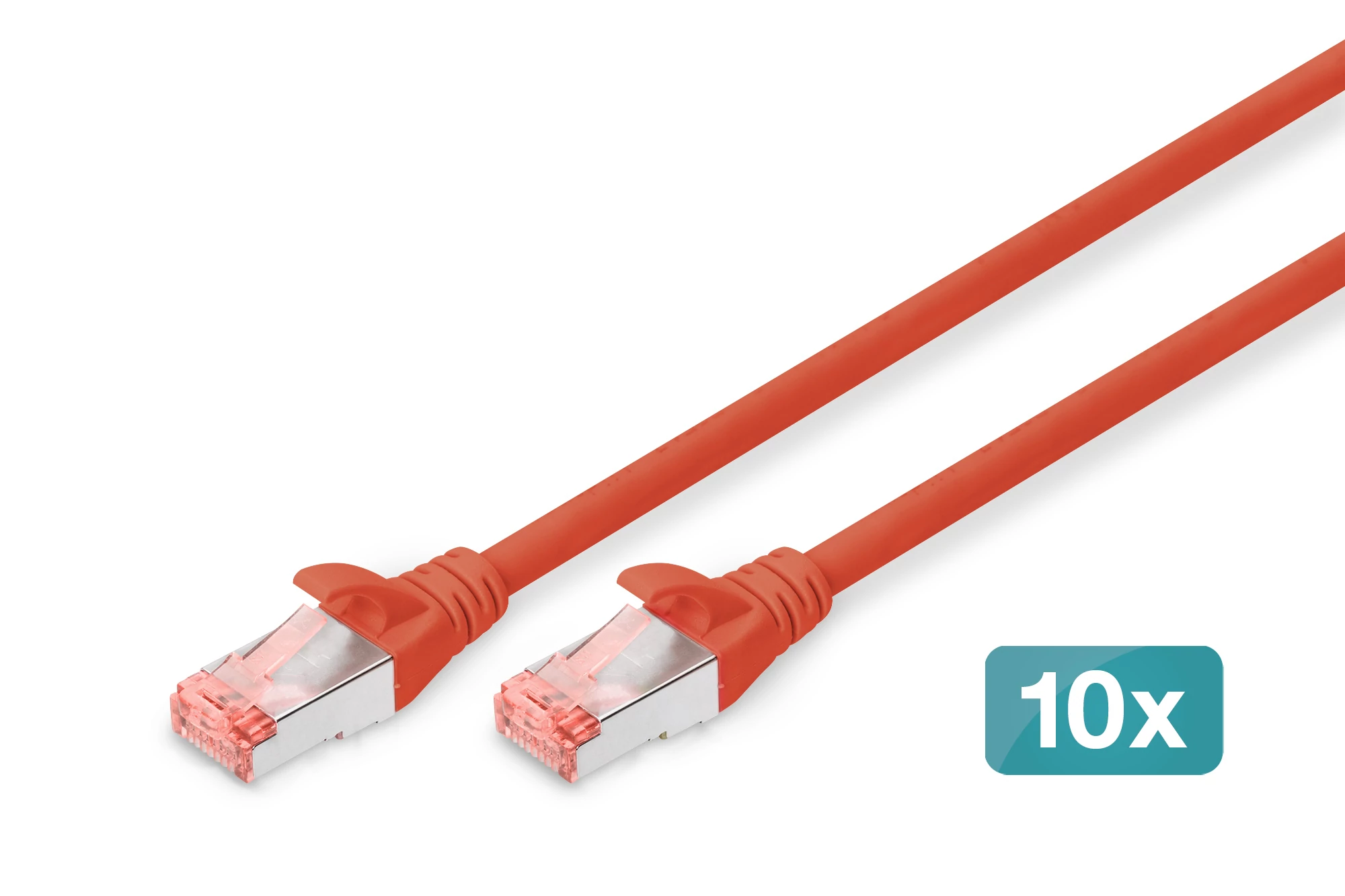 Digitus Cat6 S/FTP (S-STP) patch kábel, 0.25m, RJ-45, vörös (DK-1644-0025-R-10)