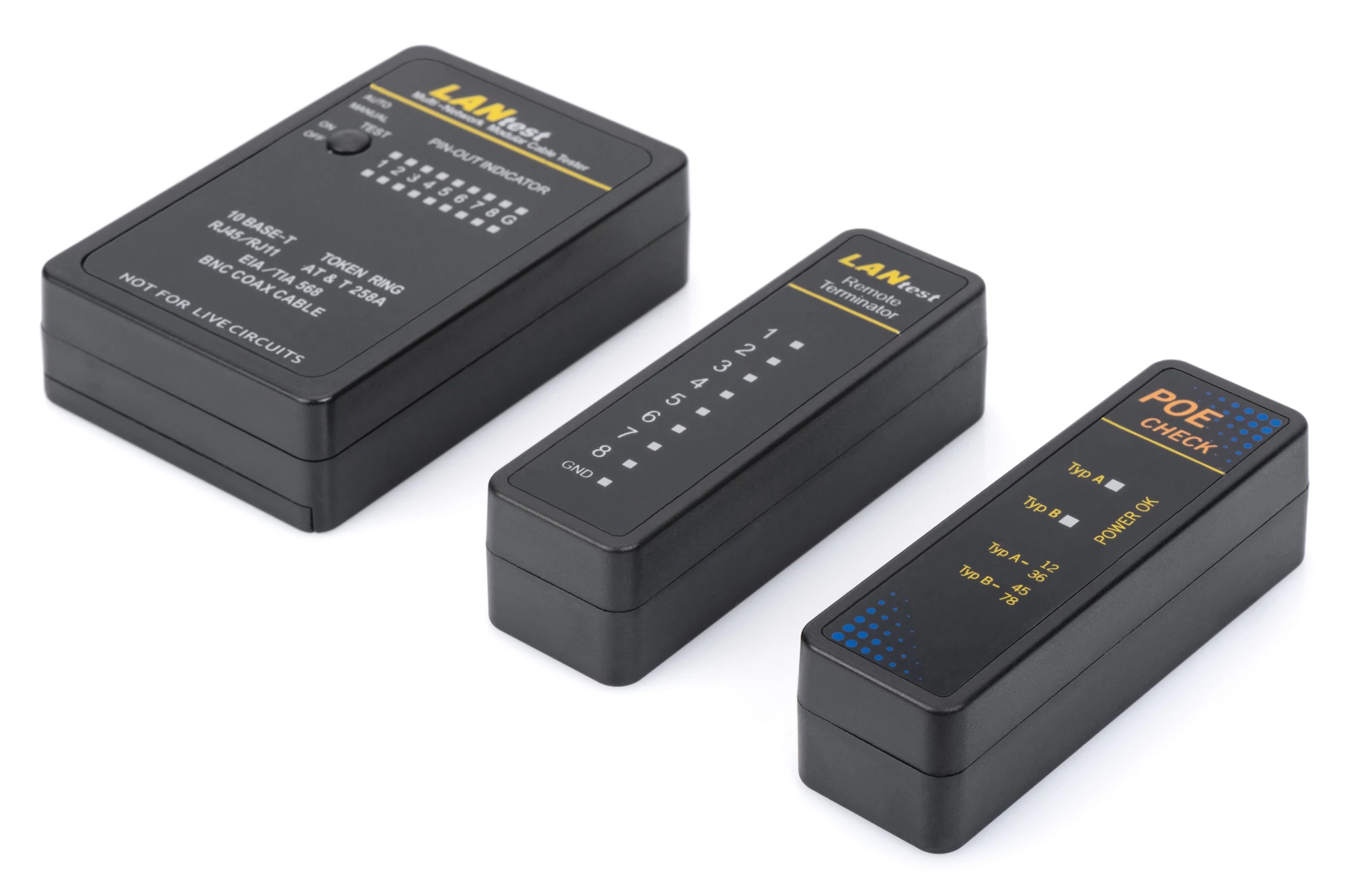 Digitus DN-14001-1, RJ-45, PoE testing, Fekete, Vörös, 9 V, CE