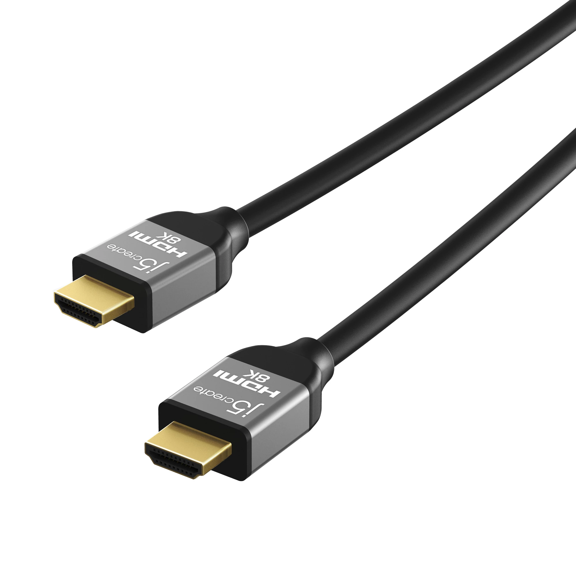 j5create JDC53, 2 M, HDMI A-típus (Standard), HDMI A-típus (Standard), 3D, 48 Gbit/s, Fekete, Szürke