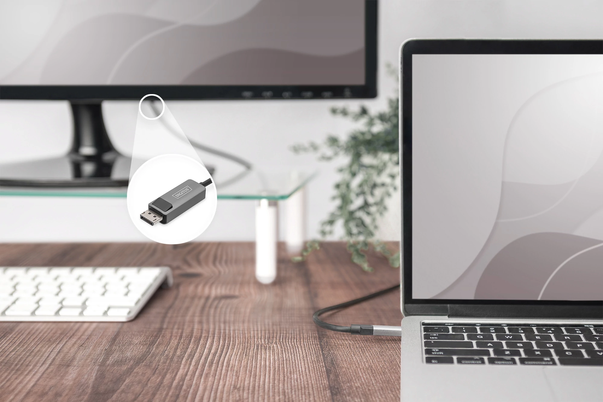 Digitus DB-300334-020-S, 2 M, USB C-típus, DisplayPort, Dugó, Dugó, Egyenes
